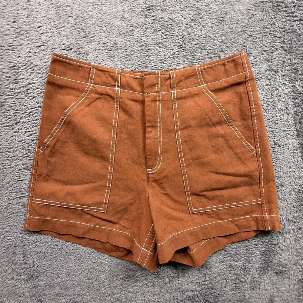 Lilla P Womens Shorts Size 4 Rust Brown Canvas Contrast Stitch Utility Cotton